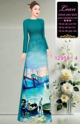 Vải áo dài phong cảnh làng chài