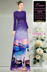 Vải áo dài phong cảnh làng chài