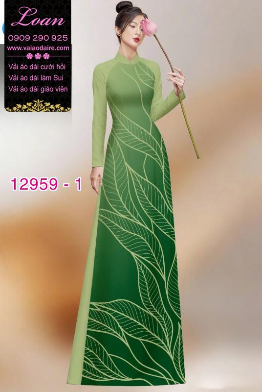 Vải áo dài in 2 da hình lá cây