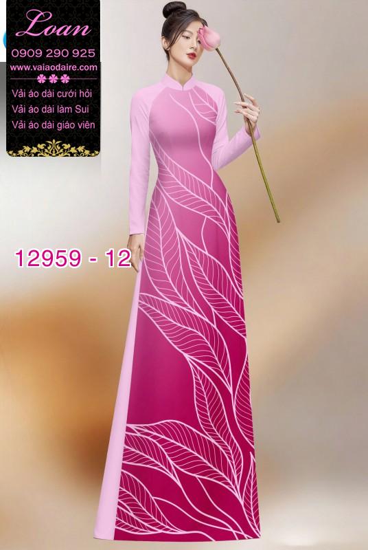 Vải áo dài in 2 da hình lá cây