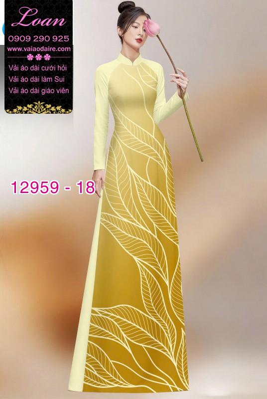 Vải áo dài in 2 da hình lá cây