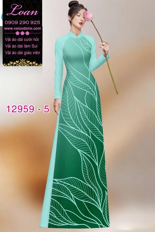 Vải áo dài in 2 da hình lá cây
