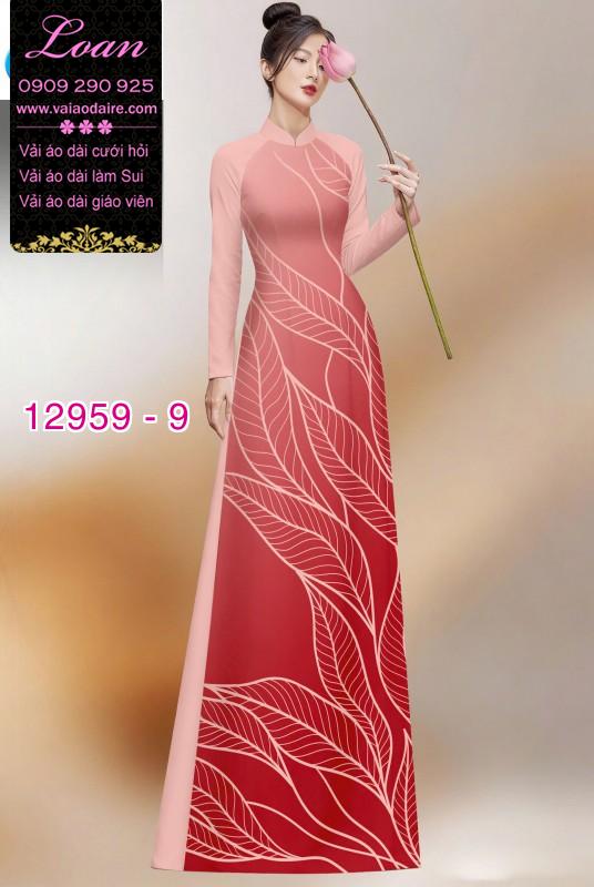 Vải áo dài in 2 da hình lá cây