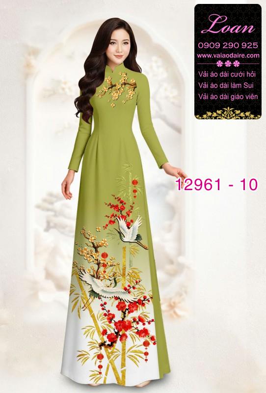 Vải áo dài chim hạc in 3D