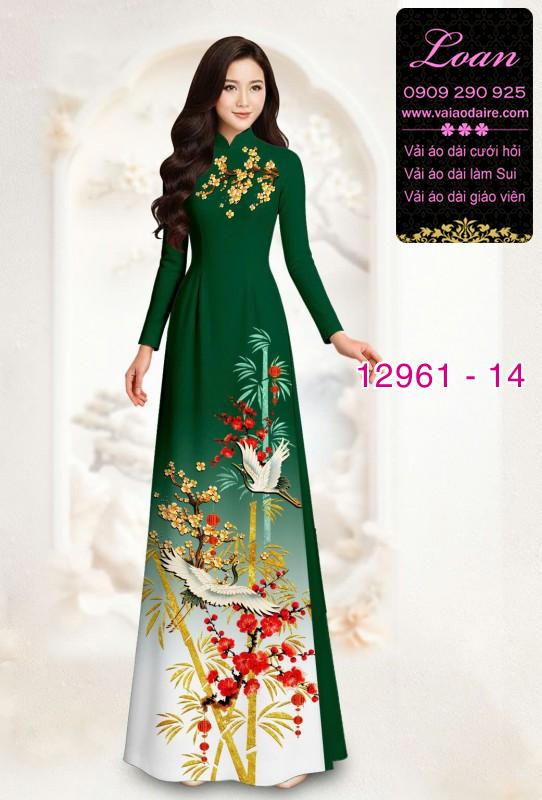 Vải áo dài chim hạc in 3D