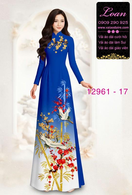 Vải áo dài chim hạc in 3D