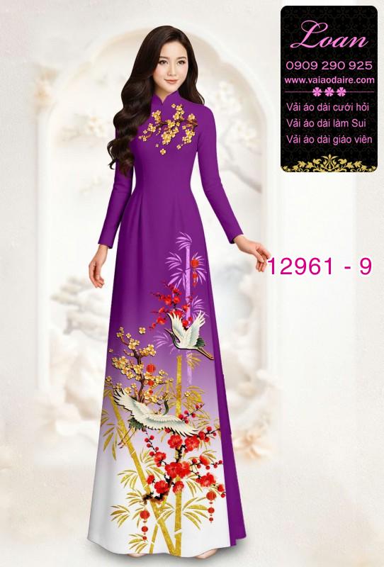 Vải áo dài chim hạc in 3D