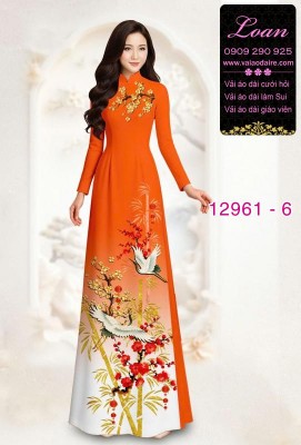 Vải áo dài chim hạc in 3D-12961