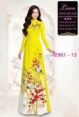 Vải áo dài chim hạc in 3D-12961