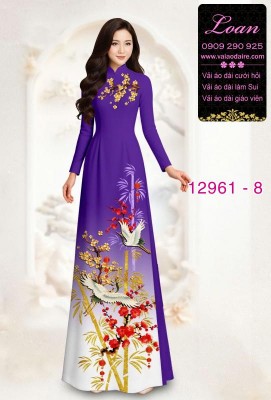 Vải áo dài chim hạc in 3D-