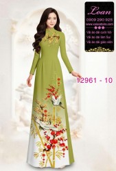 Vải áo dài chim hạc in 3D