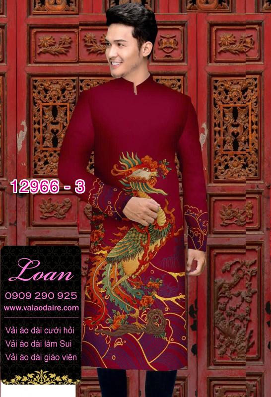 Vải áo dài nam hình phượng hoàng