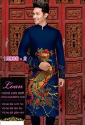 Vải áo dài nam hình phượng hoàng