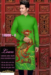 Vải áo dài nam hình phượng hoàng