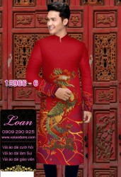 Vải áo dài nam hình phượng hoàng