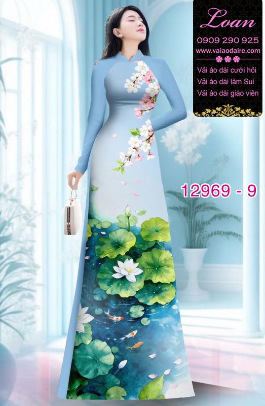 Vải áo dài hoa sen in 3D