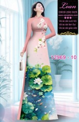 Vải áo dài hoa sen in 3D