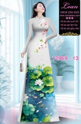 Vải áo dài hoa sen in 3D