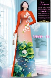 Vải áo dài hoa sen in 3D