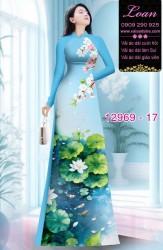 Vải áo dài hoa sen in 3D