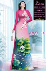 Vải áo dài hoa sen in 3D