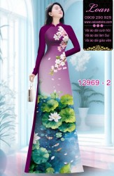 Vải áo dài hoa sen in 3D
