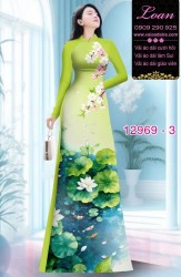 Vải áo dài hoa sen in 3D