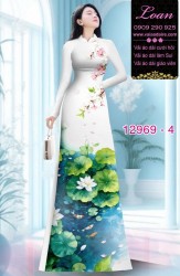 Vải áo dài hoa sen in 3D