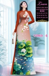 Vải áo dài hoa sen in 3D