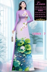 Vải áo dài hoa sen in 3D