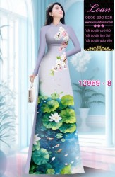 Vải áo dài hoa sen in 3D