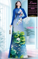 Vải áo dài hoa sen in 3D