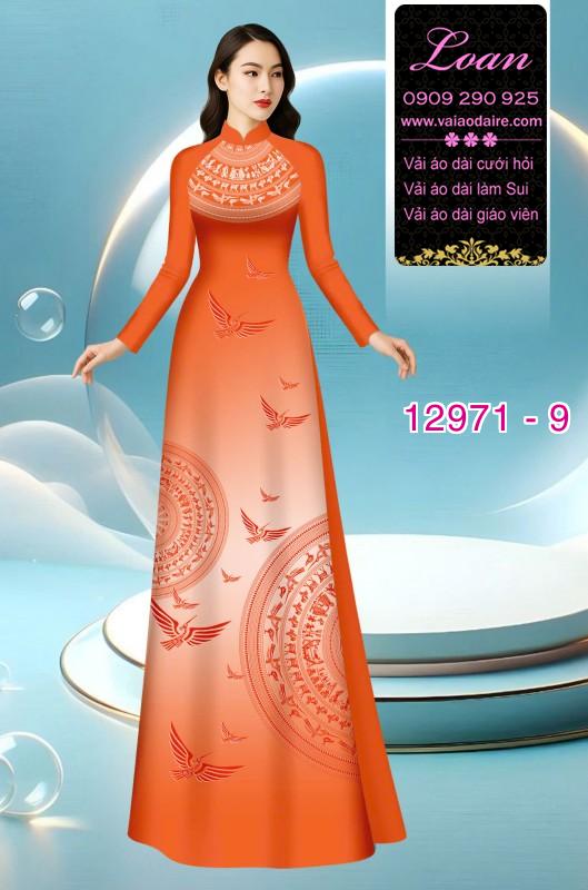 Vải áo dài hoa văn trống đồng in 3D