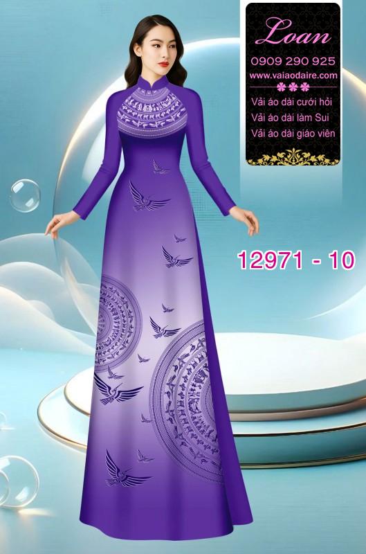 Vải áo dài hoa văn trống đồng in 3D
