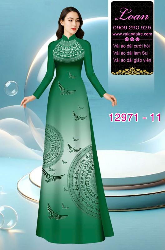 Vải áo dài hoa văn trống đồng in 3D