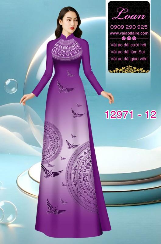 Vải áo dài hoa văn trống đồng in 3D