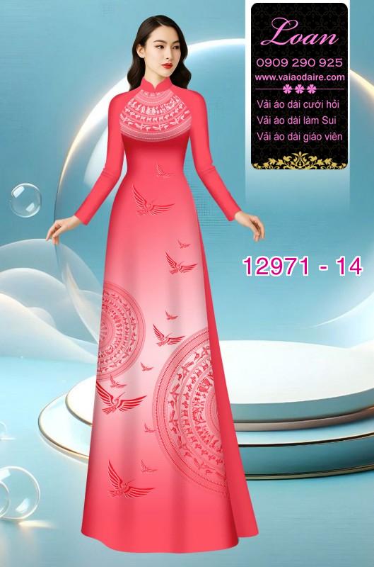Vải áo dài hoa văn trống đồng in 3D