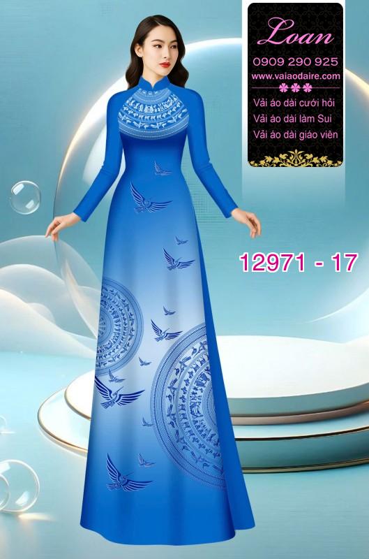 Vải áo dài hoa văn trống đồng in 3D