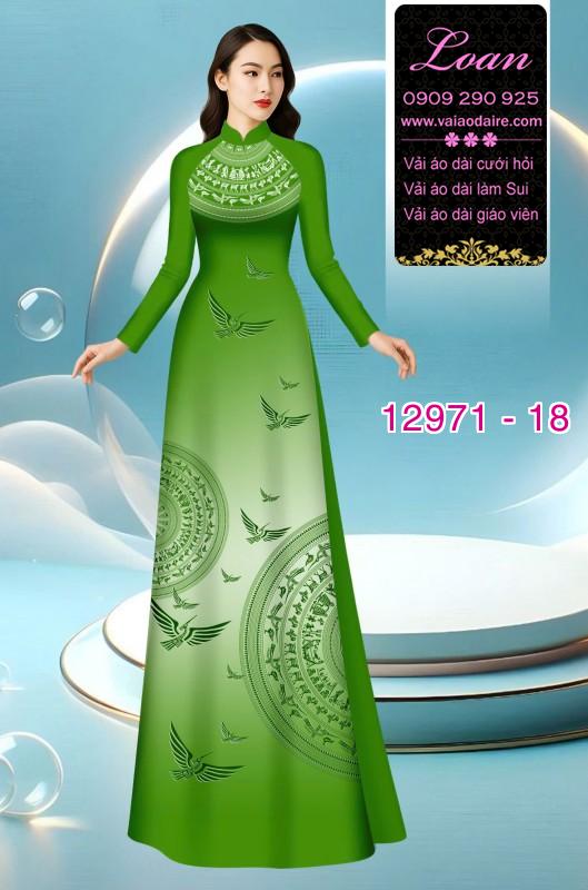 Vải áo dài hoa văn trống đồng in 3D