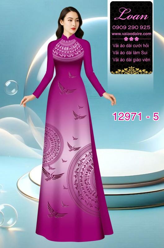 Vải áo dài hoa văn trống đồng in 3D