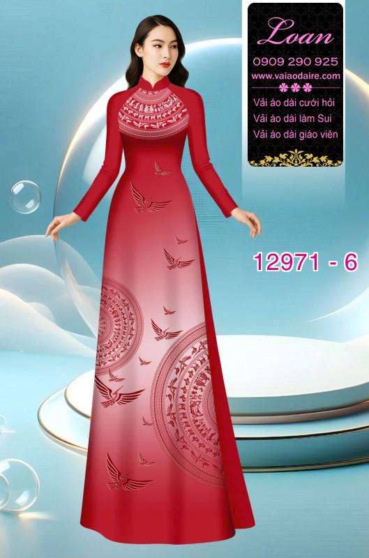 Vải áo dài hoa văn trống đồng in 3D