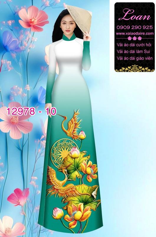 Vải áo dài sen hạc in 3D
