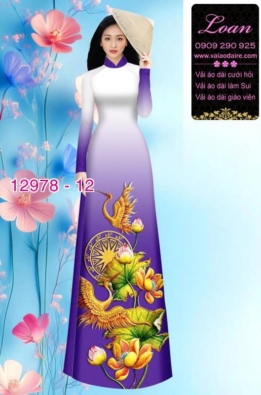 Vải áo dài sen hạc in 3D