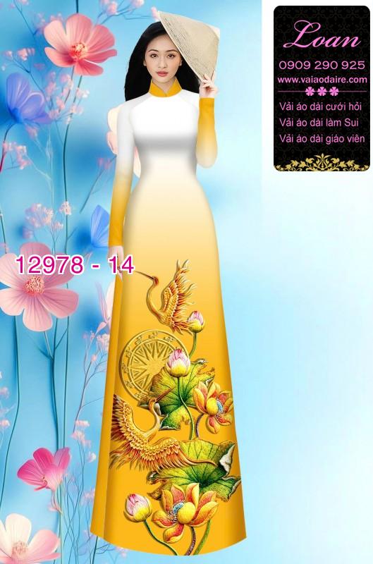 Vải áo dài sen hạc in 3D