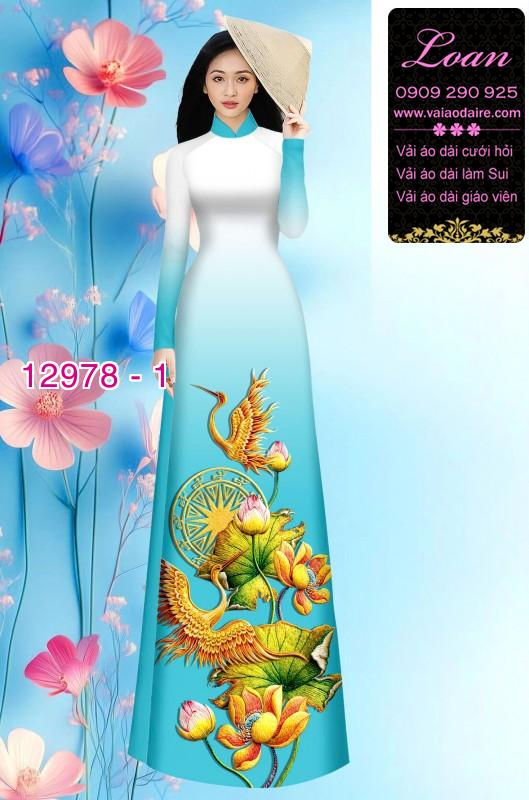 Vải áo dài sen hạc in 3D