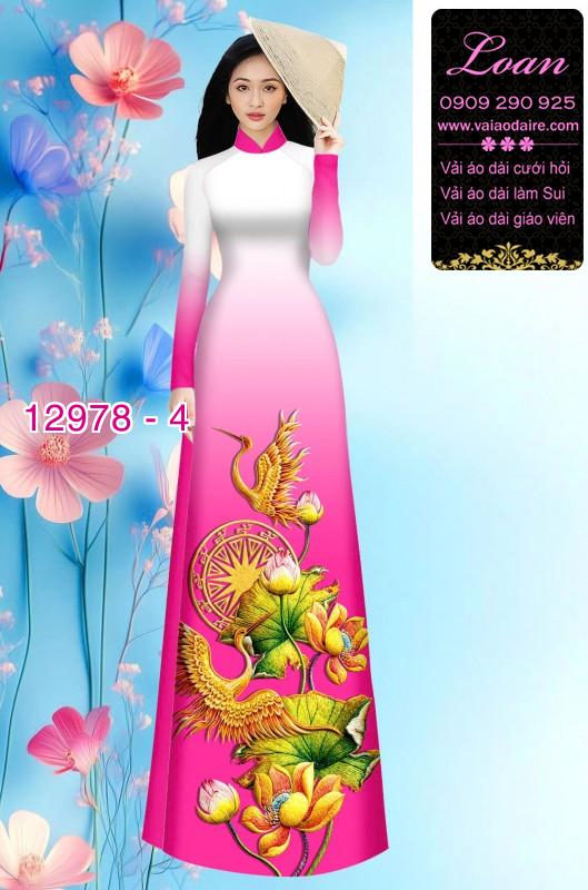 Vải áo dài sen hạc in 3D