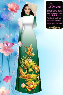Vải áo dài sen hạc in 3D-