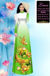 Vải áo dài sen hạc in 3D