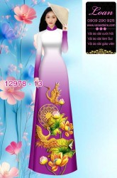 Vải áo dài sen hạc in 3D