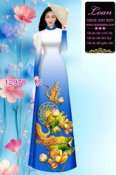 Vải áo dài sen hạc in 3D